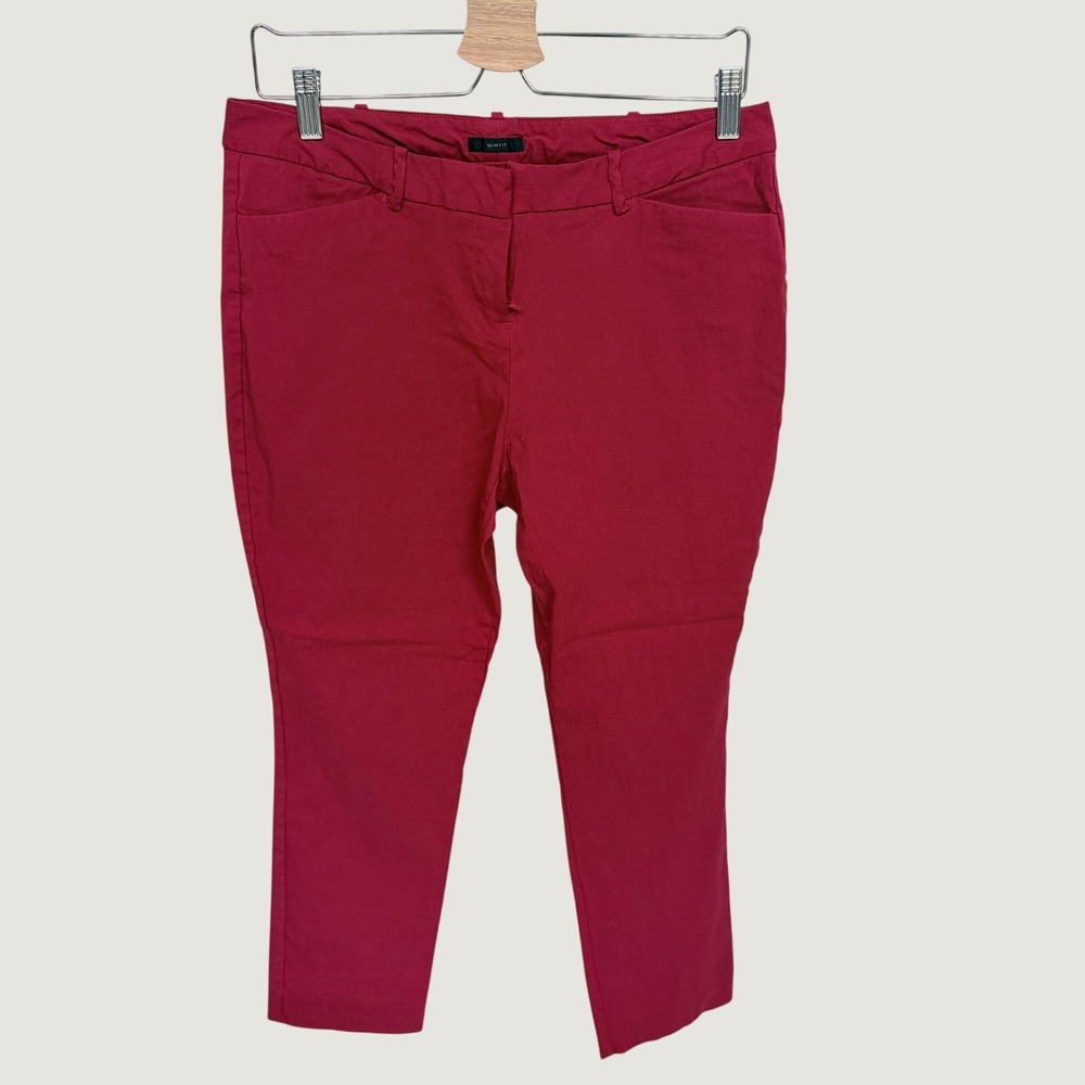 Worthington Petite Slim Fit Trousers Berry Red Ankle Pants 10P